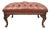 Vintage English Chesterfield Queen Anne Brown Leather Tufted Ottoman Footstool For Sale