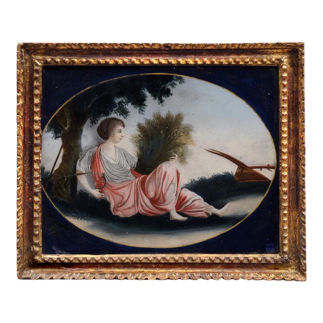 China Trade Reverse Glass Painting, Circa 1800 For Sale