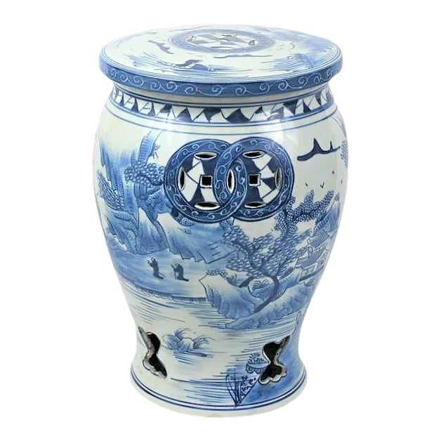 Contemporary Chinoiserie Canton Village Balaster Garden Stool For Sale