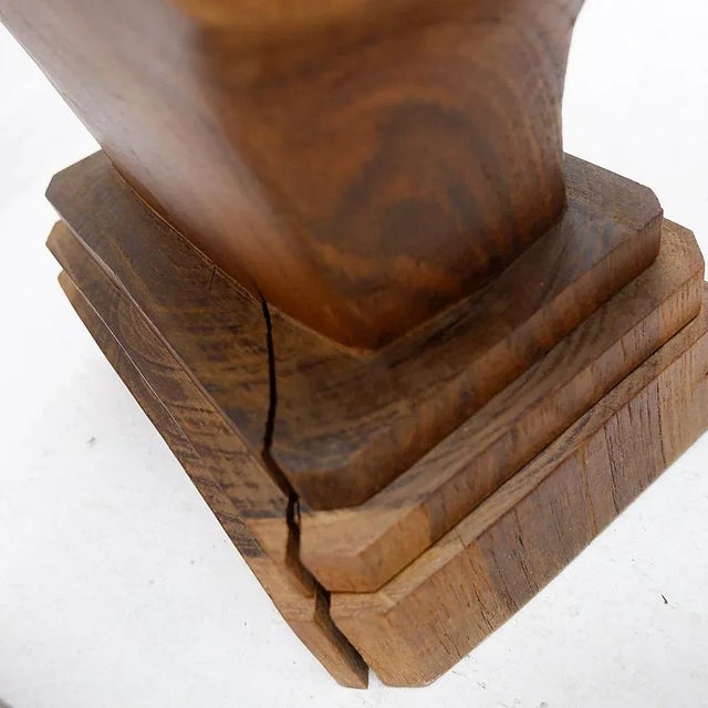 Hand-Carved Wooden Busts of a Man and a Woman, 20th Century, Set of 2 For Sale - Image 12 of 14