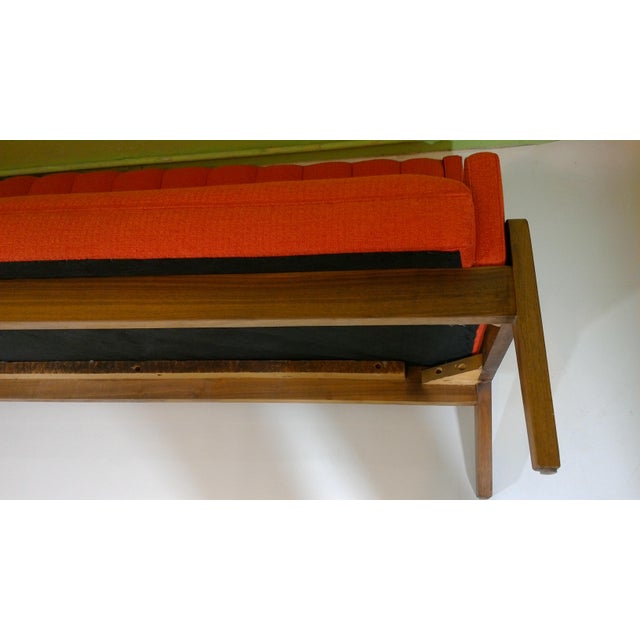 Mid-Century Modern Orange Upholstered Narrow Sofa For Sale - Image 9 of 10
