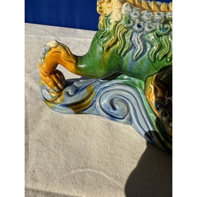 1970s Asian Style Ceramic Foo Dog Sculpture For Sale - Image 4 of 9
