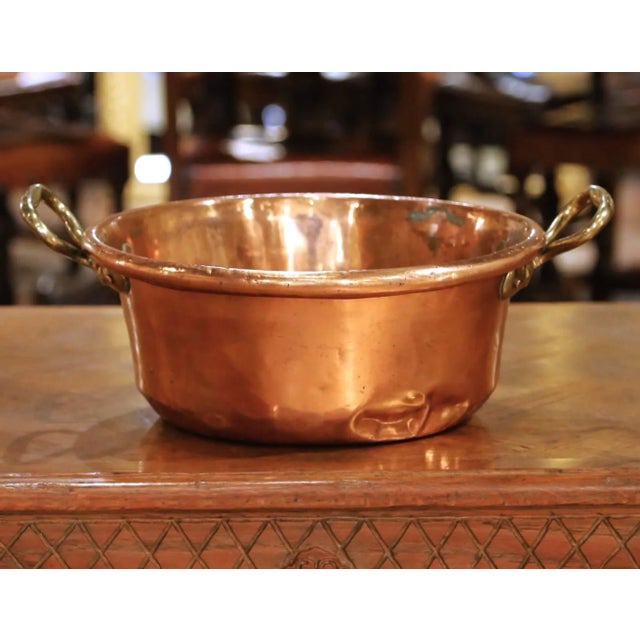 French 19th Century French Copper and Brass Jelly Boiling Bowl From Normandy For Sale - Image 3 of 10