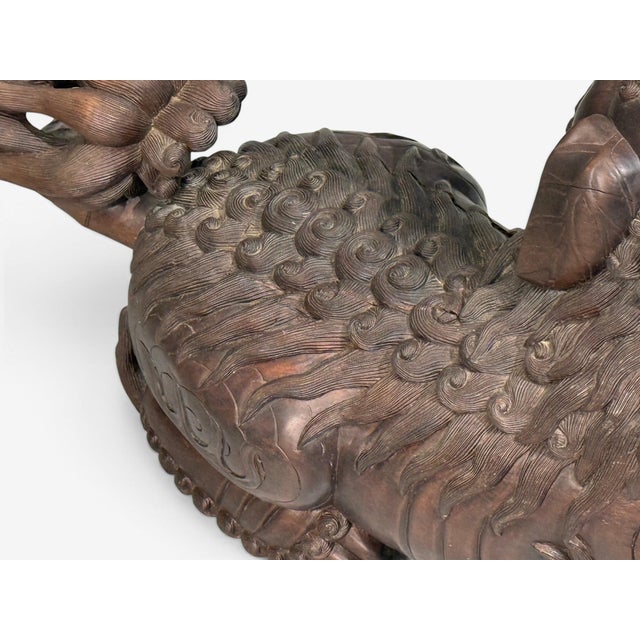 Chinese Export, Opposing Foo Dogs, Solid Teakwood, Glass, China, 19th C. For Sale - Image 14 of 18