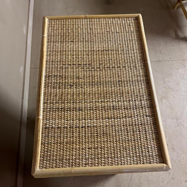 Vintage Cane and Bamboo Dressing Table and Stool, Set of 2 For Sale - Image 5 of 7