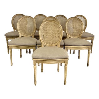 Vintage French Louis XVI Dining Chairs – Set of 8 For Sale