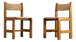 Chairs in Elm and Leather from Maison Regain, 1970s, Set of 2