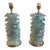 Pair of Murano Fontana Green Murano Glass Ruffle Lamps For Sale