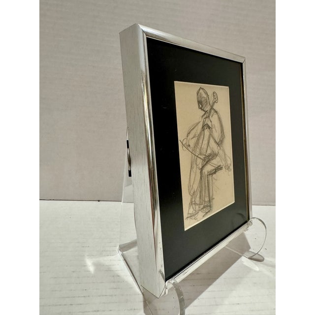 Mid 20th Century William Oberman Estate Pencil Drawing of Cellist For Sale - Image 4 of 6