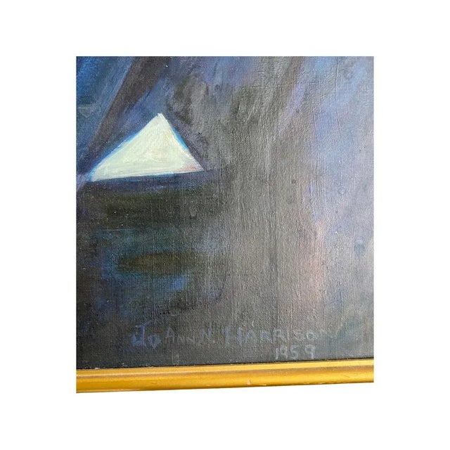 1950s Vintage Joann Harrison Oil Portrait Painting of a Young Man on Canvas, Artist Signed 1959 For Sale - Image 5 of 8