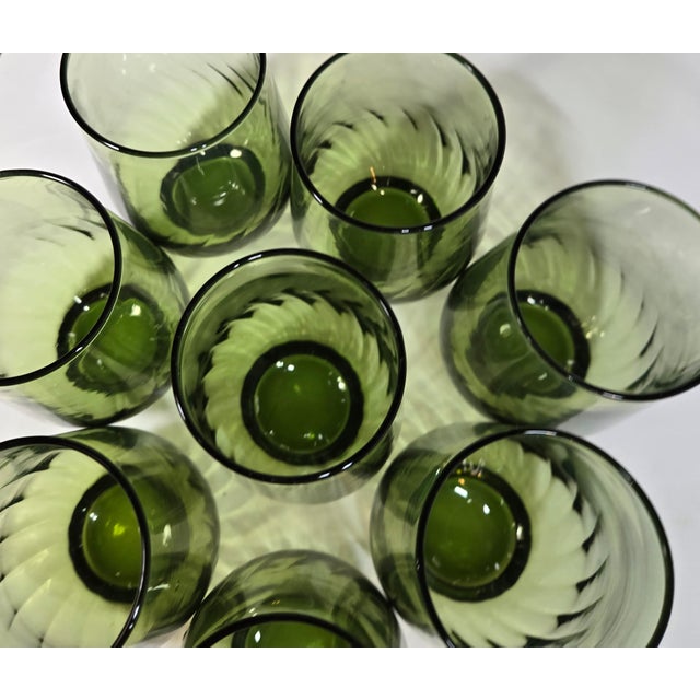 Green Twist Stemless Goblets- Set of Eight For Sale - Image 4 of 11
