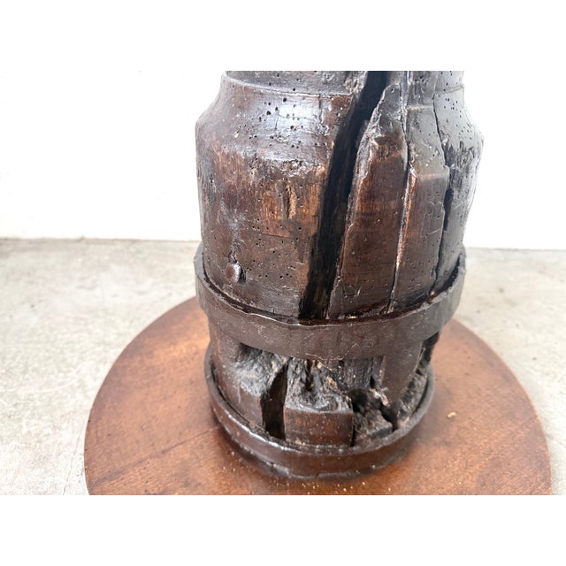 Oak Press Screw Stand with Metal Base, 19th Century For Sale - Image 11 of 18