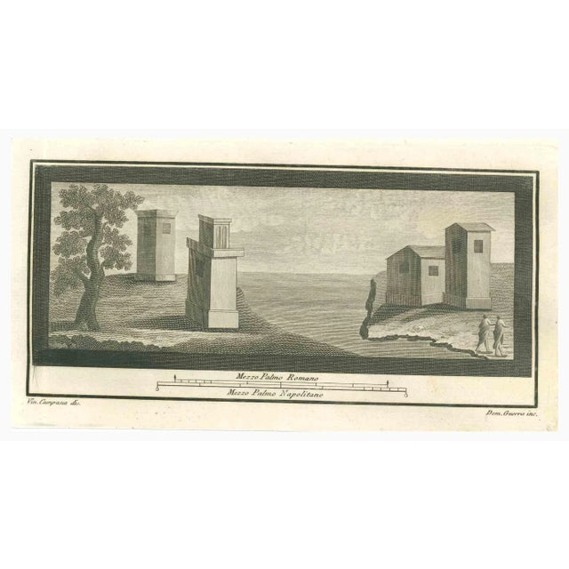 Fresco from "Antiquities of Herculaneum" is an etching on paper realized by Vincenzo Campana in the 18th Century. Signed...