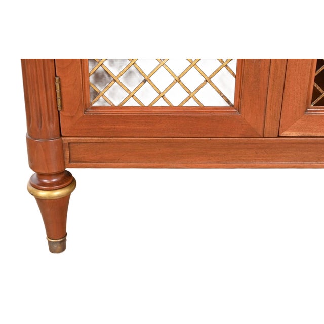1960's Kindel French Regency Louis XVI Walnut Nightstands With Lattice Doors For Sale - Image 14 of 15