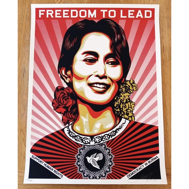 Contemporary Shepard Fairey (Obey), Freedom to Lead (aung San Suu Kyi), Screenprint For Sale - Image 3 of 10