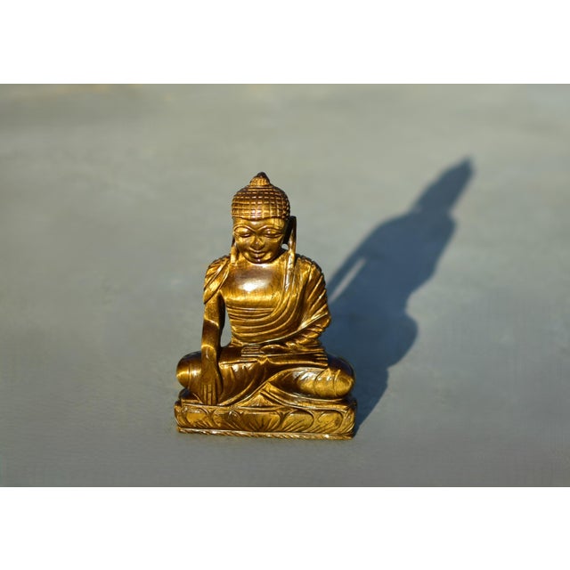 Mid 20th Century Natural Tiger's Eye Gemstone Buddha Statue For Sale - Image 5 of 14