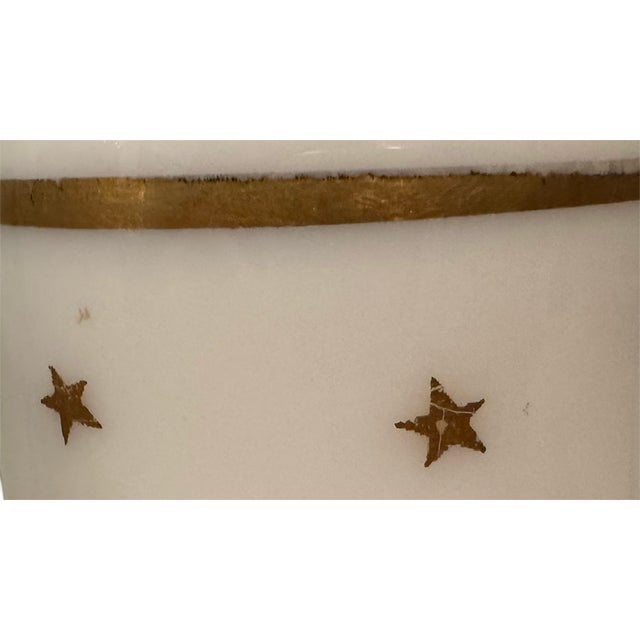 Antique Portieux Vallerysthal French White Opaline Gold Star Apothecary Bottles — Pair For Sale - Image 12 of 13