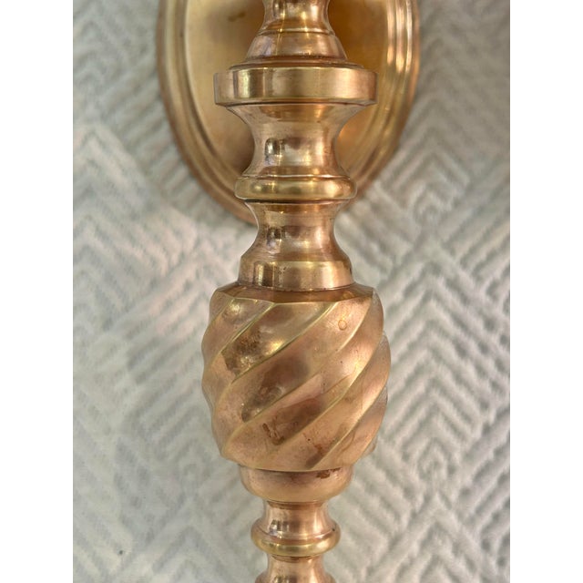 Mid 20th Century Solid Brass Wall Candle Sconces - A Pair For Sale - Image 4 of 9