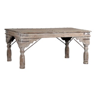 Vintage Indian Bleached Teakwood Dining Table For Sale