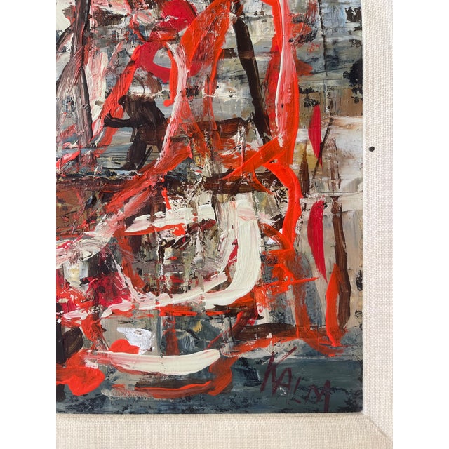 Scarlet Mid 20th Century Kalm Original Impasto Abstract For Sale - Image 8 of 9