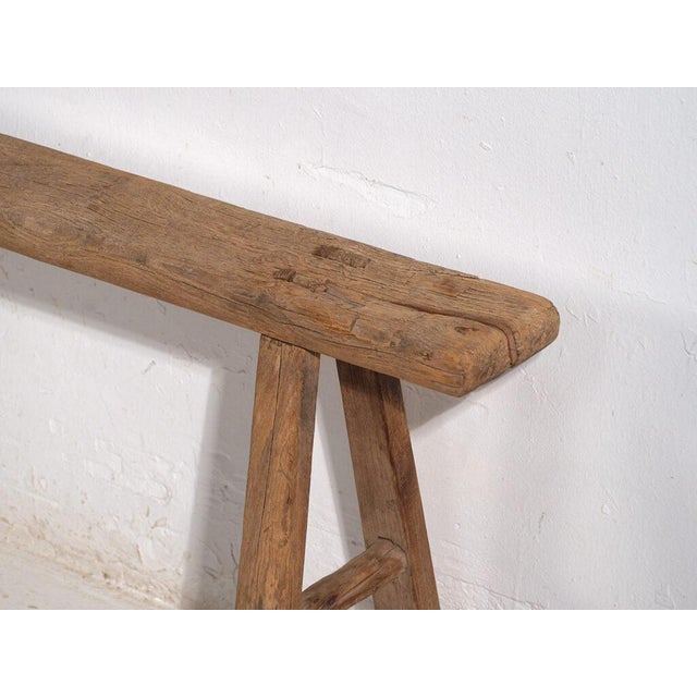 Brown Antique Oriental Wooden Bench For Sale - Image 8 of 9