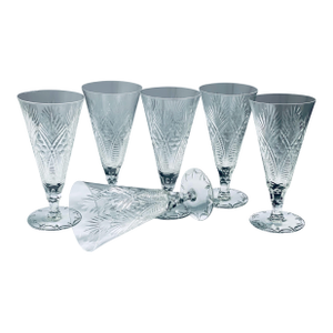 Late 20th Century Royal Doulton ‘Juno’ Cut Crystal Champagne Flutes- Set of 6
