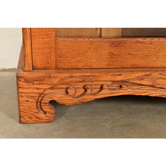 Antique Victorian Oak Side-by-Side Bookcase With Drop Front Secretary Desk, Circa 1900 For Sale - Image 10 of 14