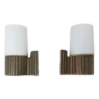 Green Ribbed Model 6020 Wall Lights by Sigvard Bernadotte for Ifö, 1960s, Set of 2 For Sale
