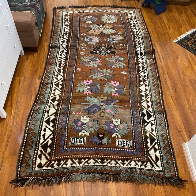 1930s Vintage Kazak Wool Plant Dye Camel Area Rug For Sale - Image 13 of 13