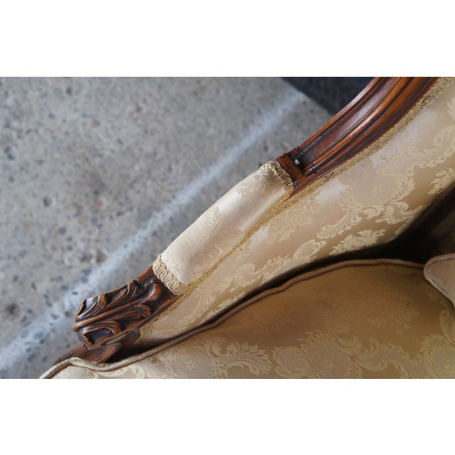 2 Antique French Louis XV Walnut Fauteuil Bergere Wingback Armchairs For Sale - Image 14 of 17