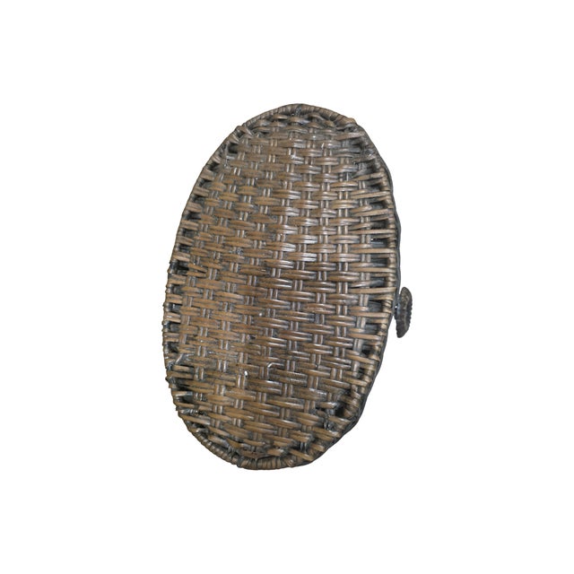 Rustic Vintage Woven Rattan & Ornate Metal Storage Basket Chest For Sale - Image 3 of 7