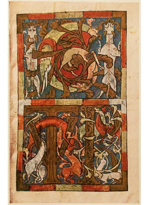 1949 Letters I, G, T U, R in Word "Igitur" From "A Sacramentary of Limoges", Gold Ink Lithograph