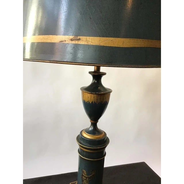Black 1960s Italian Tole Classical Lamp For Sale - Image 8 of 13