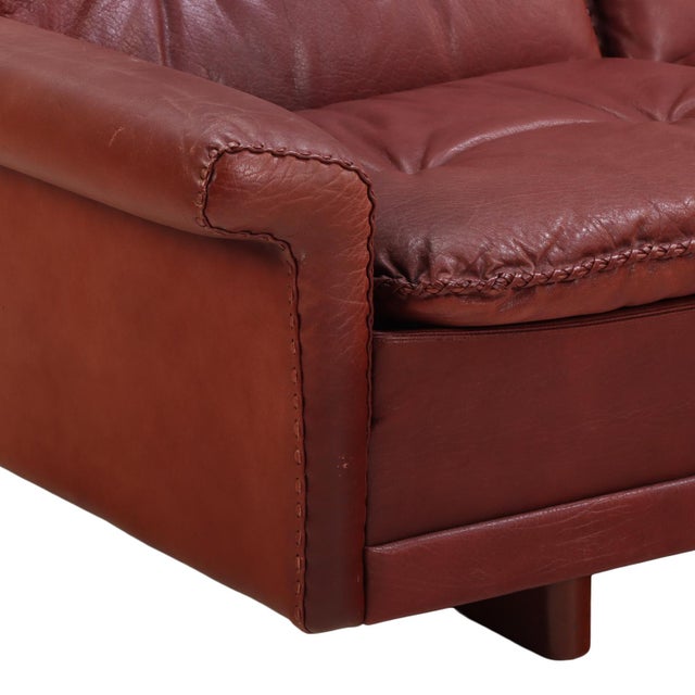 1970s 1970s Danish Oxblood Leather Sofa in the Style of De Sede by Thams Kvalitet For Sale - Image 5 of 8