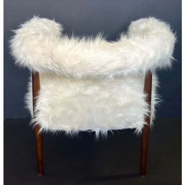 Pair of Italian Faux Goat Armchairs in the Style of Nanna Ditzel, Circa 1970's For Sale - Image 4 of 7