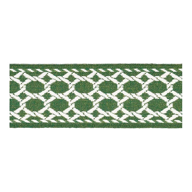 Schumacher Lattice Tape in Green For Sale