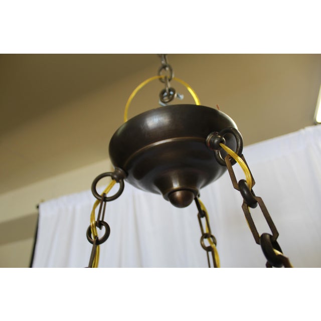 Metal Mid Century Modern Alabaster Pendant, Brass Hardware For Sale - Image 7 of 11