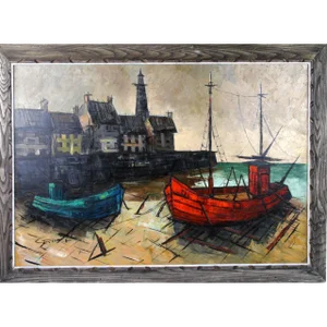 Harbor Scene Painting by M. Edward Griff