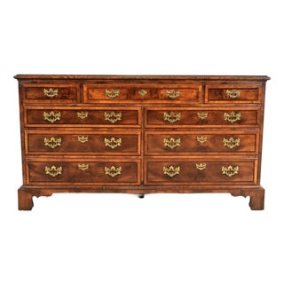 Henredon Georgian Mahogany and Burl Wood Dresser or Chest of Drawers For Sale