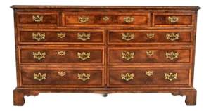 Henredon Georgian Mahogany and Burl Wood Dresser or Chest of Drawers