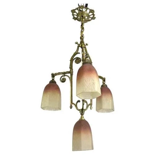 Art Deco Pate De Verre Hanging Lamp in Bronze, 1930s For Sale - Image 12 of 12