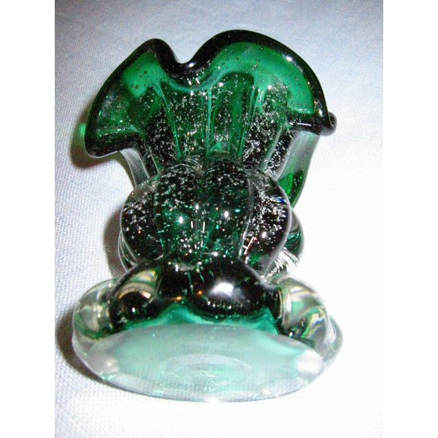 1950s Archimede Seguso Murano Attribute Pair of Green Glass Bowls For Sale - Image 9 of 10