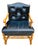 French Provincial Vintage Barnard & Simonds Black Leather Armchair | 1960s American Traditional | Button-Tufted Leather & Bobbin-Turned Wood For Sale - Image 3 of 18