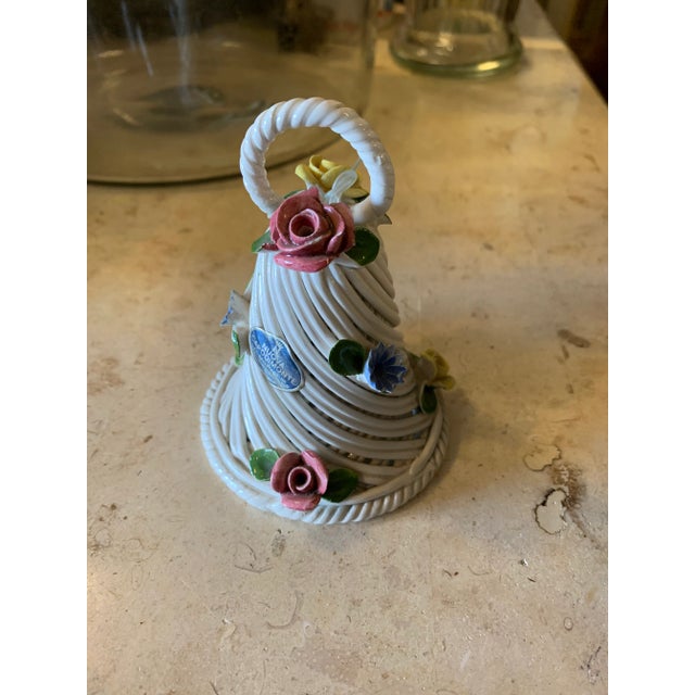 1980s 1980s Capodimonte Basketweave Porcelain Bell For Sale - Image 5 of 5