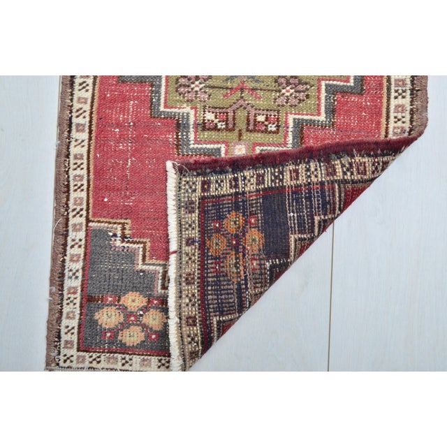 1960s Vintage Small Turkish Door Mat Rug For Sale - Image 5 of 5