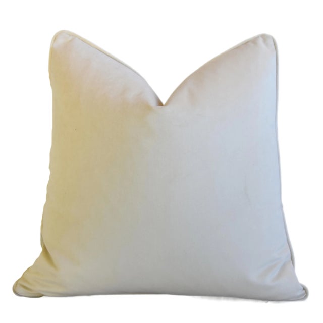 P. Kaufmann Teal/Aqua Aviary Birds & Butterflies Toile Feather/Down Pillow 22” Square For Sale In Los Angeles - Image 6 of 8