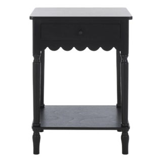 Haven Scalloped 1 Top Drawer Accent Table in Matte Black For Sale