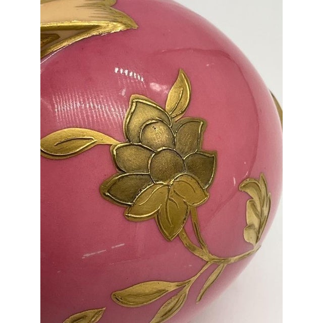 Antique Royal Crown Derby Gilt Pink Amphora Vase 4 Inch High England For Sale - Image 6 of 11