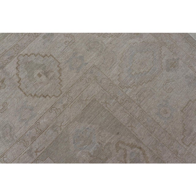 Modern Oushak Rug With Warm Field and Light Blue and Green Accents 13'2 X 14'10 For Sale - Image 13 of 13