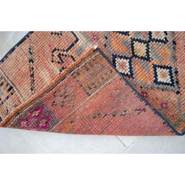 1960s Runner Turkish Hand-Knotted Rug Peach Hallway Decor Kitchen Floor Accent 2x13 Ft Approx For Sale - Image 13 of 15